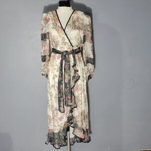 Rococo Sand  Womens Long Sleeves Floral Maxi Dress Sz Large.
